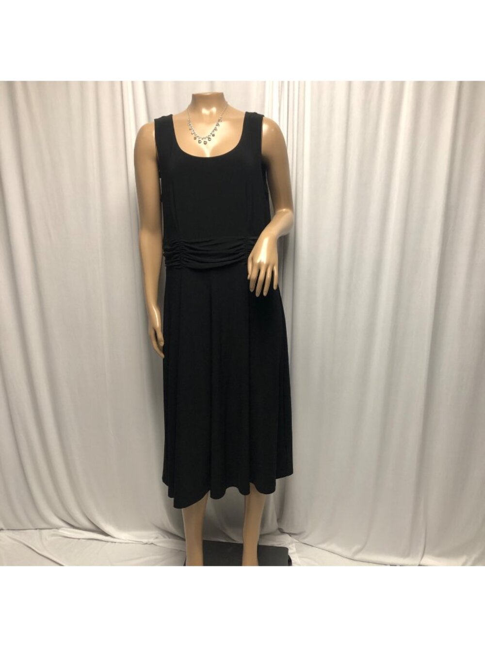 KStudio Dress Womens Size 14 Black Gathered Waist Sleeveless Stretchy Classic
